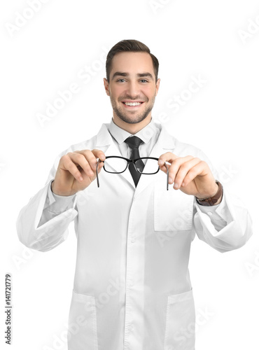 Handsome young ophthalmolog...
