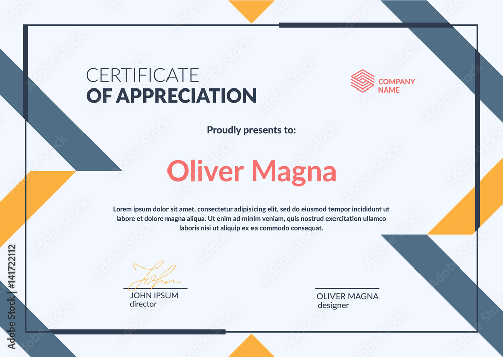 Certificate of Appreciation template. Cool geometric design. Layered eps10 vector. Certificate of Appreciation template. Cool geometric design. Layered eps10 vector.