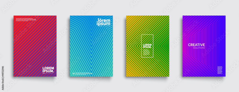 Minimal covers design. Cool modern colors. Geometric halftone gradients. Eps10 vector.