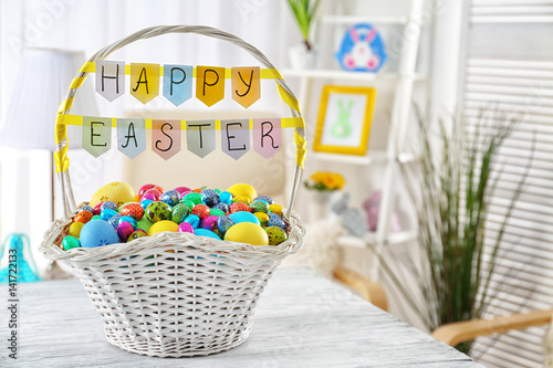 Easter basket with colorful...