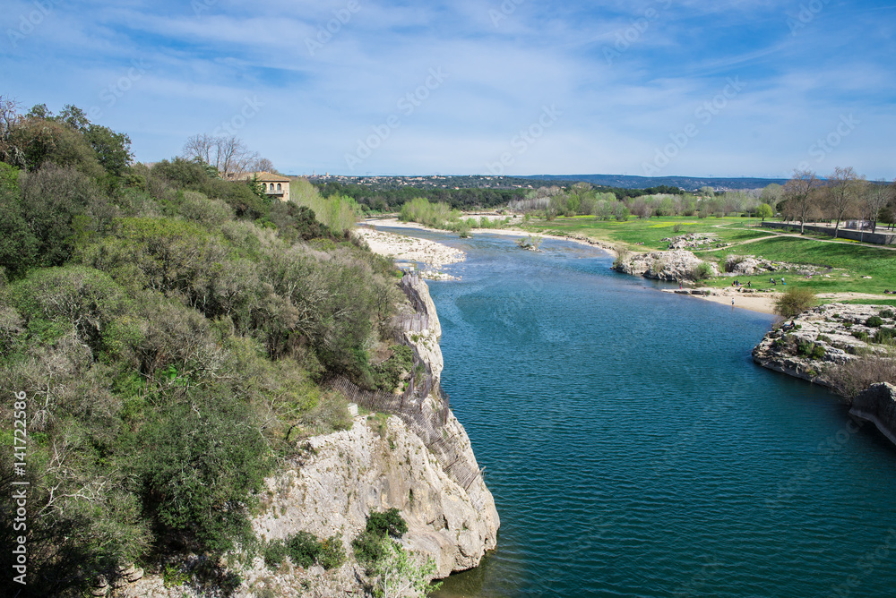 Gard, Gardon, river, view from the Pont du Gard