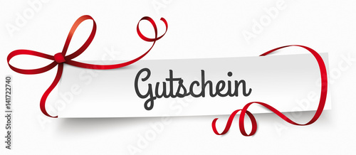 Gutschein - Papierzettel mit rotem Band