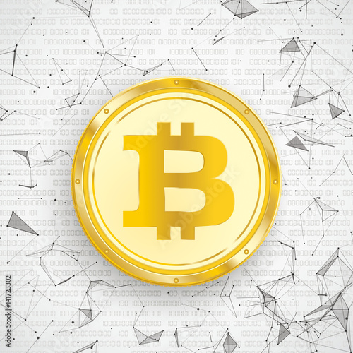 Golden Bitcoin Digital Network Connected Dots