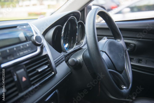 Steering wheel in the car © Sunanta