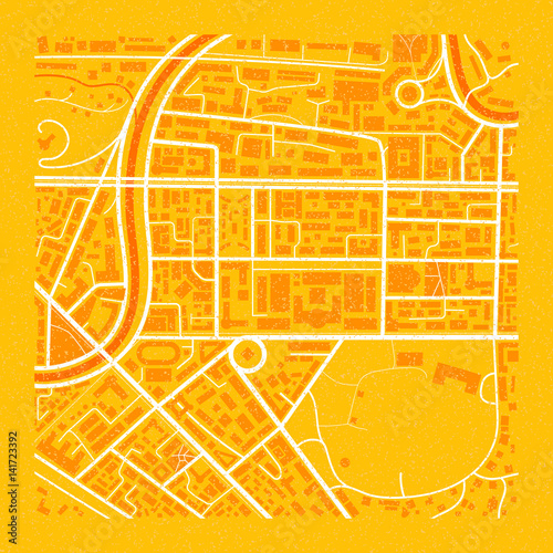 Retro styled orange vector city map