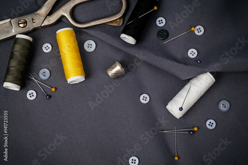 Sewing kit on grey
