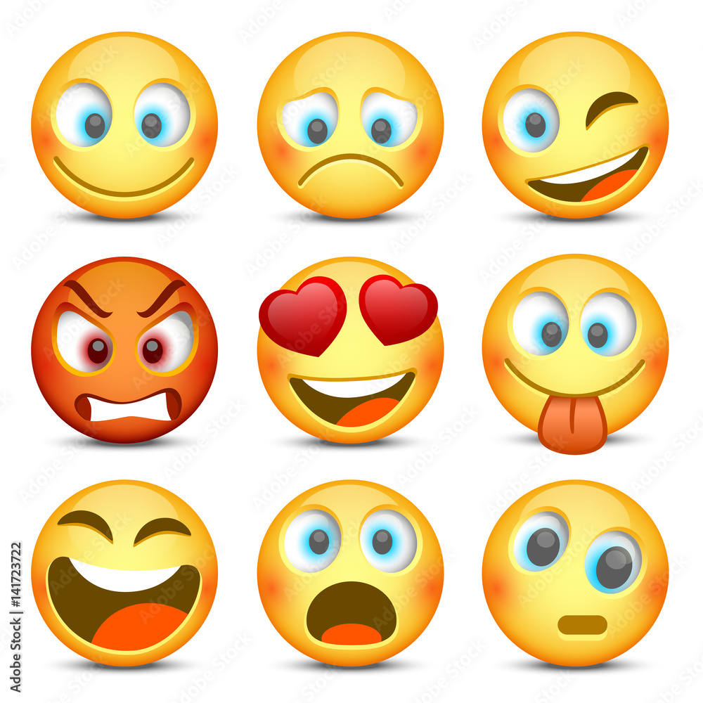 Emoji and sad icon set. Vector illustration Emoji and sad icon set. Vector illustration