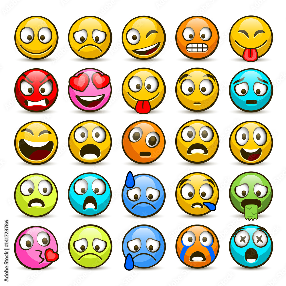 Emoji and sad icon set. Vector illustration Emoji and sad icon set. Vector illustration