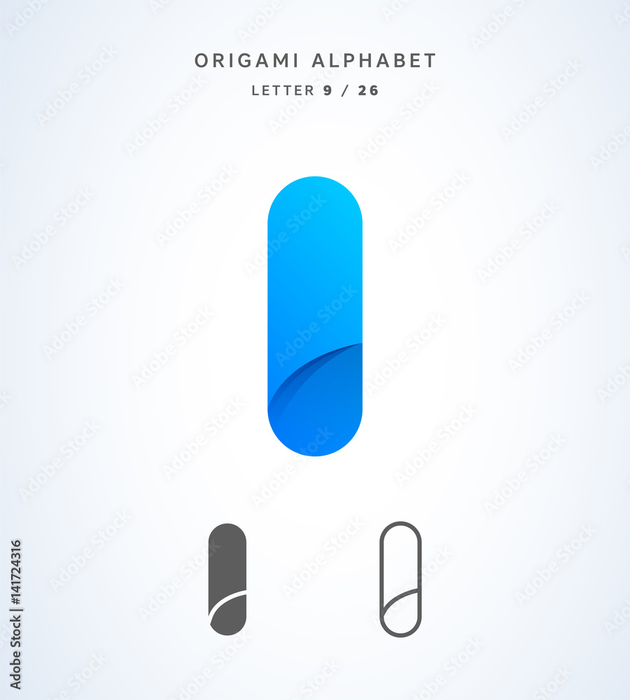 Vector origami alphabet. Letter I logo template Vector origami alphabet. Letter I logo template