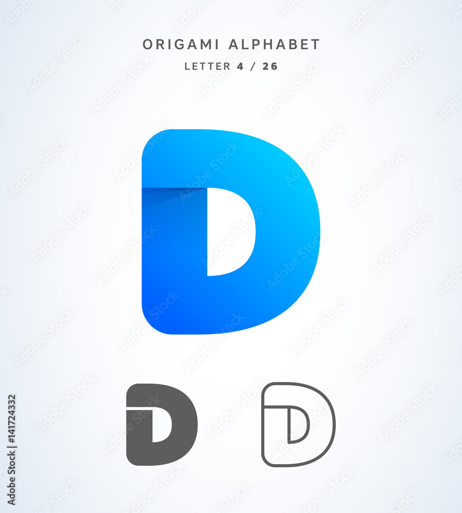 Vector origami alphabet. Letter D logo template Vector origami alphabet. Letter D logo template