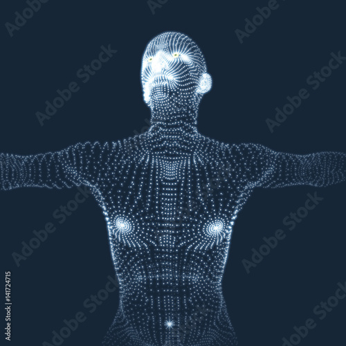 3D Model of Man. Human Body. Design Element. Vector Illustration.