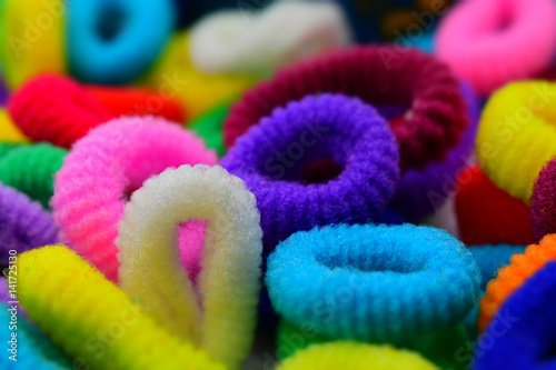 Colorful elastics. Suitable to be used like a background. Tilt-shift effect applied.