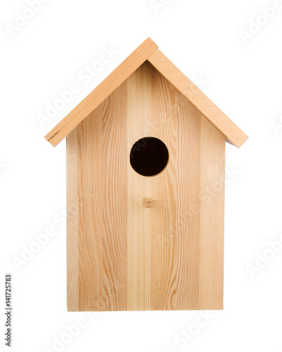 Foto Birdhouse isolated. Frontal view