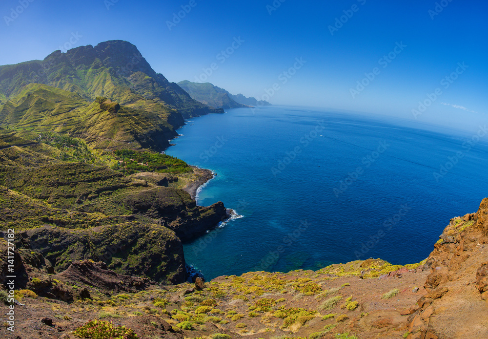 Rocky atlantic coast in the west part of Gran Canaria island
