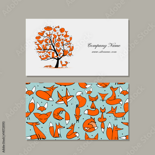 Business card design, foxy tree