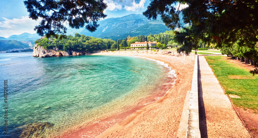 Sea view beach hotel luxury resort Sveti Stefan Milocer beach Montenegro