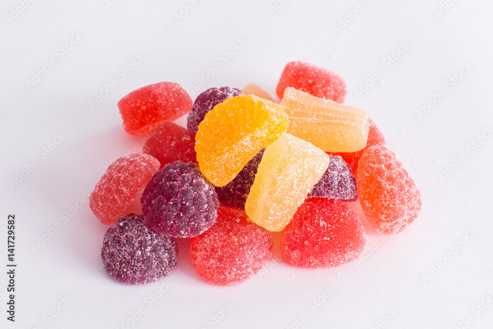.Bright tasty marmalade on a white background .Bright tasty marmalade on a white background