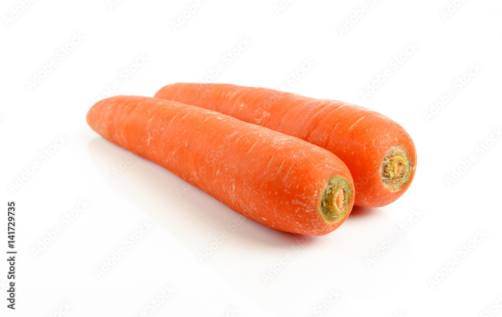Fresh carrot with celery leaf on white background Fresh carrot with celery leaf on white background