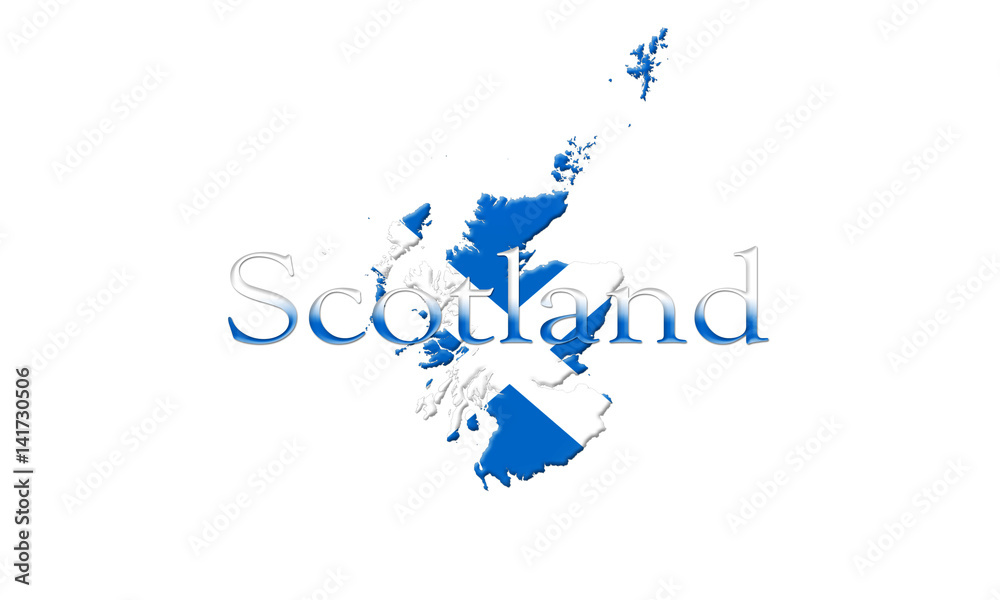Map Of Scotland With Flag On It Isolated On White Background 3D illustration Map Of Scotland With Flag On It Isolated On White Background 3D illustration