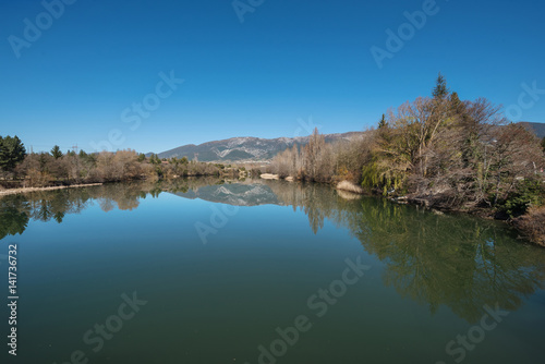 Ebro river in Santa maria de Garona, near nuclear power plant, Castilla y Leon, Spain.