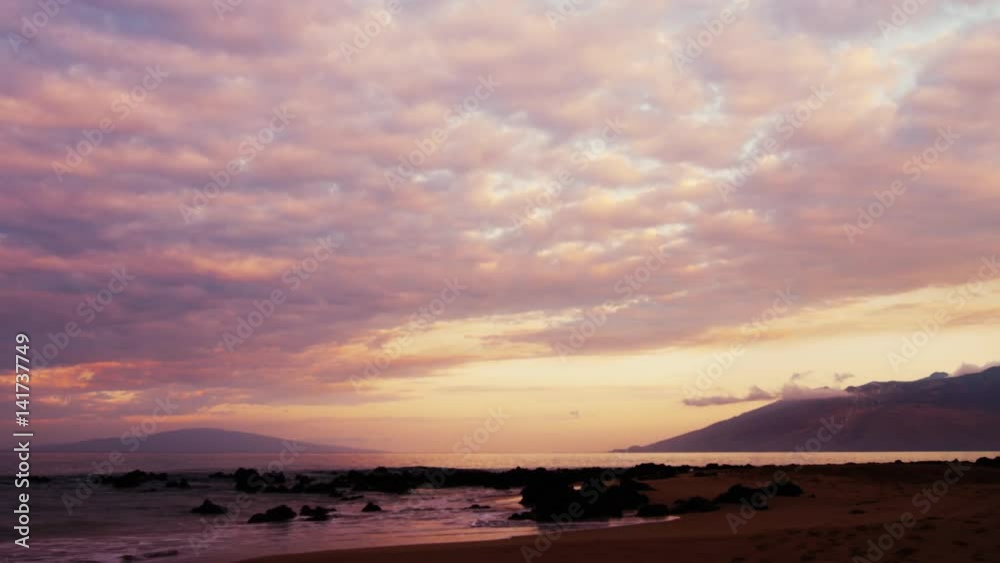 Tropical Island Beach Waves Flowing, Makena Beach Maui Hawaii Tropical Island Beach Waves Flowing, Makena Beach Maui Hawaii