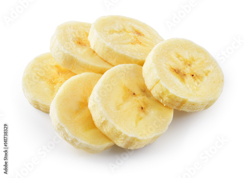 Banana slices isolated on white background. With clipping path.