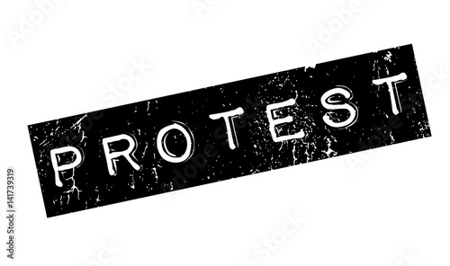 Protest rubber stamp. Grunge design with dust scratches. Effects can be easily removed for a clean, crisp look. Color is easily changed.