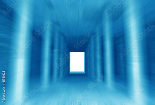 Abstract zoom blue light and entrance or exit gate © zilvergolf