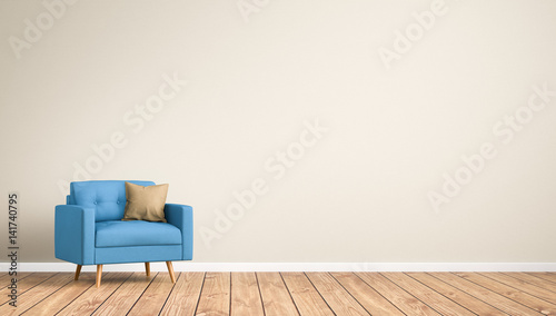 Sessel  im Raum / Wohnzimmer / Leere Wand / 3d