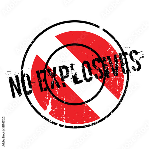No Explosives rubber stamp. Grunge design with dust scratches. Effects can be easily removed for a clean, crisp look. Color is easily changed.