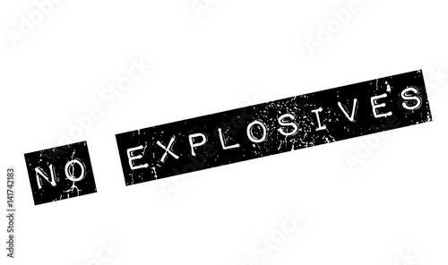 No Explosives rubber stamp. Grunge design with dust scratches. Effects can be easily removed for a clean, crisp look. Color is easily changed.
