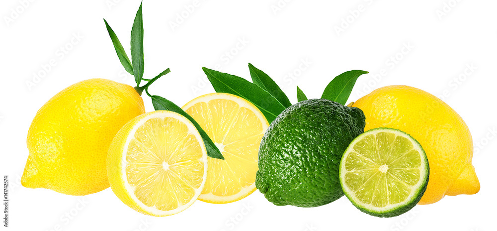 lemon and lime isolated on white