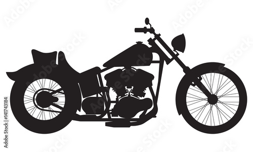 Motorcycle icon or sign. Vector black silhouette of bike or motorcycle.