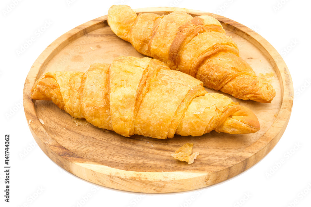Croissants on white background.