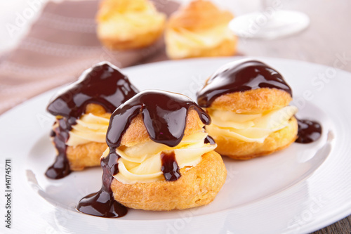 french choux pastry with cream photo