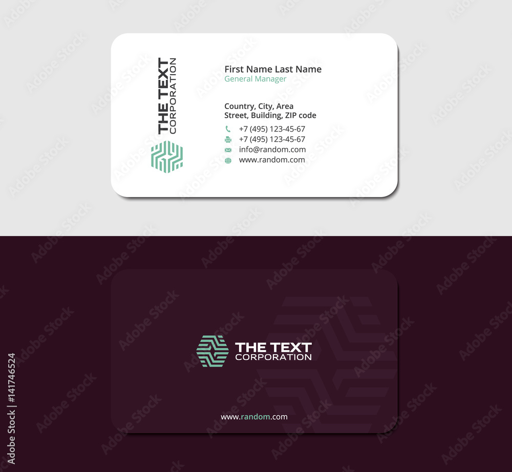 laminated business card template with abstract symbol Stock Vector