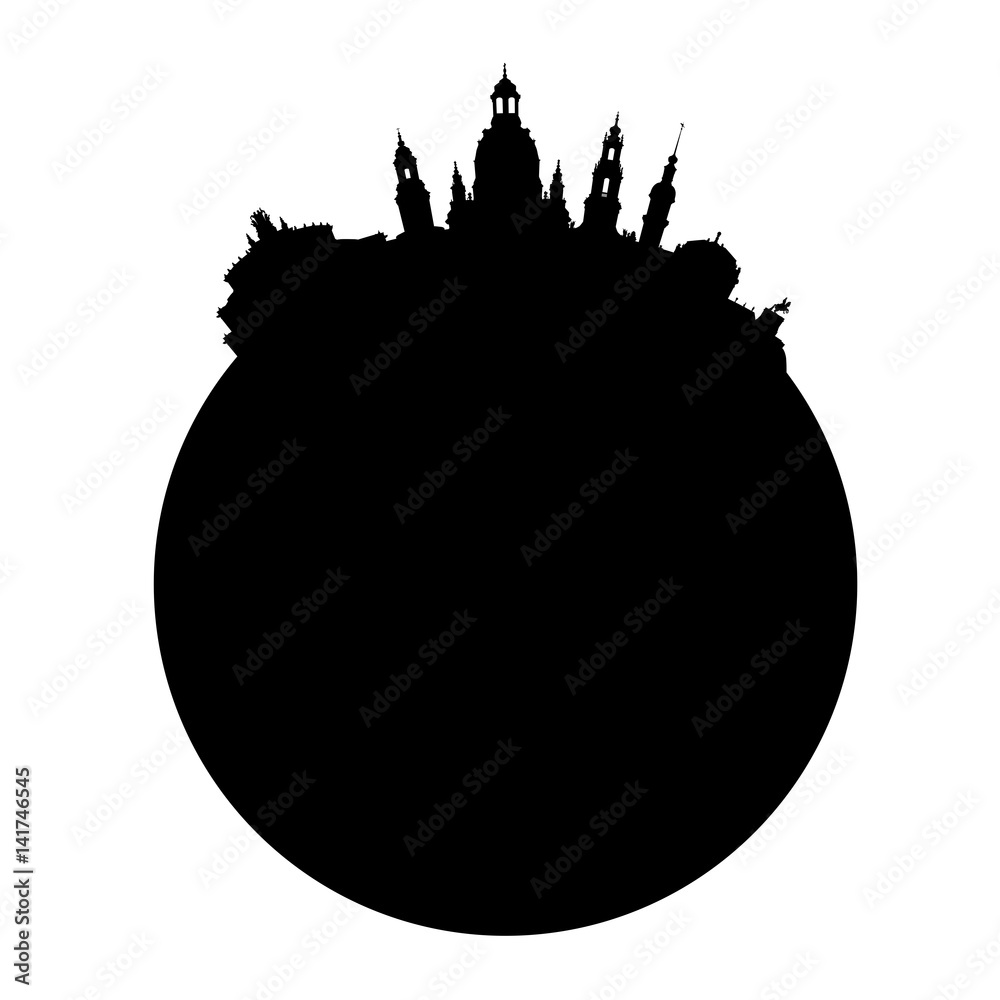 Die Skyline von Dresden als Silhouette. Vektorskyline mit Zwinger, Semperoper und Frauenkirche. Die Skyline von Dresden als Silhouette. Vektorskyline mit Zwinger, Semperoper und Frauenkirche.
