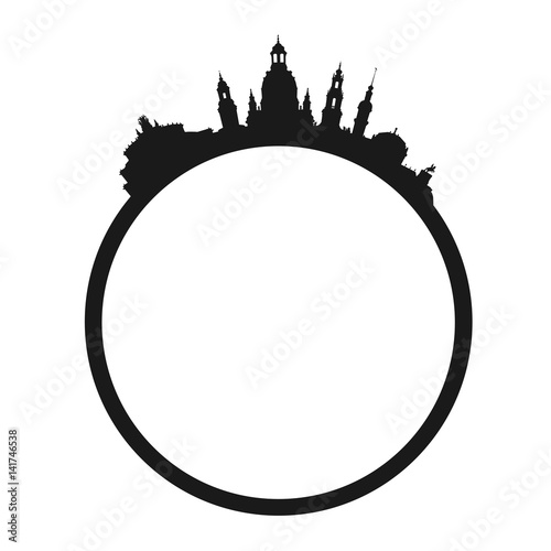 Die Skyline von Dresden als Silhouette. Vektorskyline mit Zwinger, Semperoper und Frauenkirche.