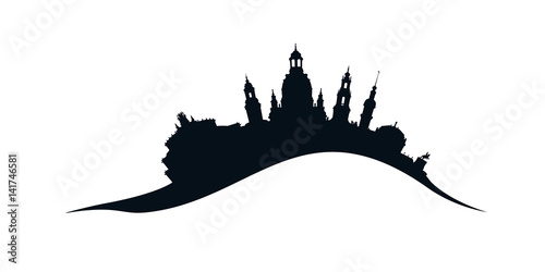Die Skyline von Dresden als Silhouette. Vektorskyline mit Zwinger, Semperoper und Frauenkirche.