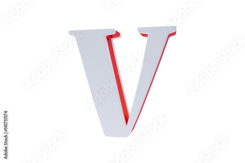 Alphabet letters, isolated on white background. Alphabet letter V made with Candy on white background.