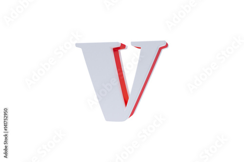 Alphabet letters, isolated on white background. Alphabet letter V made with Candy on white background.