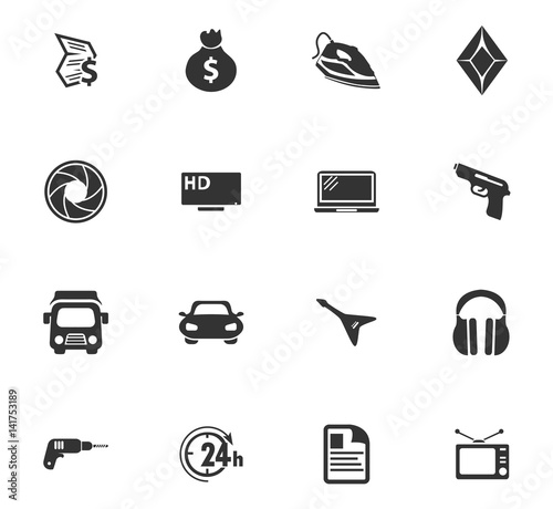 Pawnshop icons set