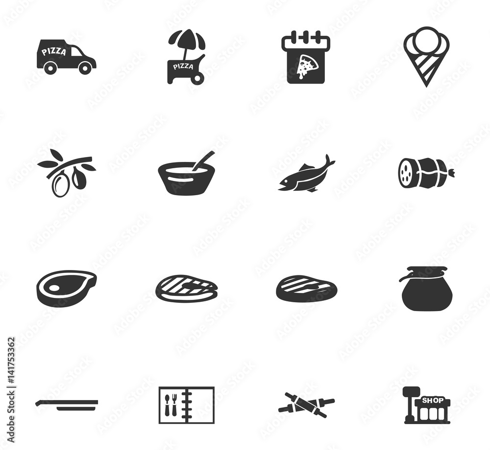 Restaurant icons set