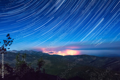 Long exposure of fire and stars