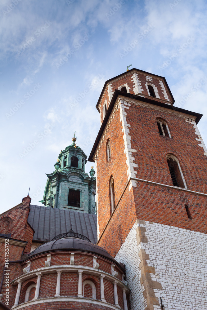 Fototapeta premium View of Wawel Cathedral in cloudless sunny weather. Cracow, Poland.