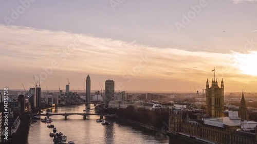4K Time-lapse Inside London Eye at Sunset Christmas 2016 photo