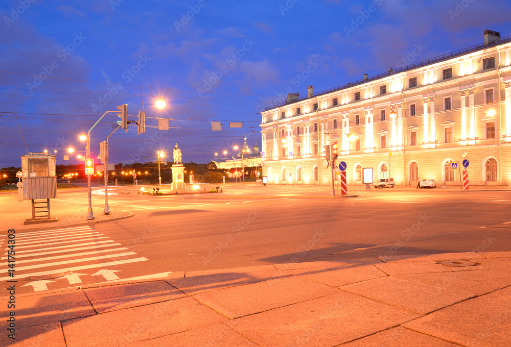 Suvorov Square at night.