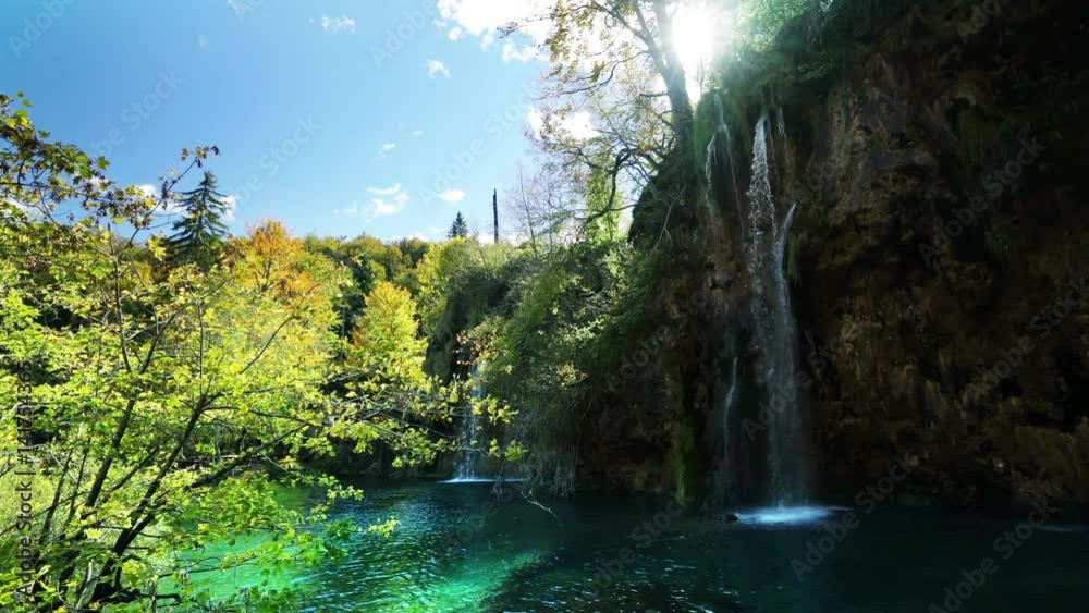 waterfall in forest Plitvice Lakes National Park, Croatia waterfall in forest Plitvice Lakes National Park, Croatia