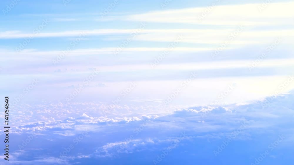 Sunny sky sunset background, beautiful cloudscape, view over clouds, freedom concept. Majestic summer landscape. Exploring beauty world, holidays, travel and recreation. Slow motion 4K footage Sunny sky sunset background, beautiful cloudscape, view over clouds, freedom concept. Majestic summer landscape. Exploring beauty world, holidays, travel and recreation. Slow motion 4K footage