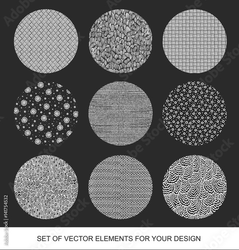 Collection of textures, brushes, graphics, design element. Hand-drawn Memphis. Abstract background. Modernistic Art.